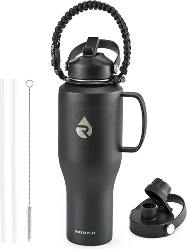 Miniatura 23 de RAYMYLO Botella de agua de acero inoxidable de 32 onzas (fría durante 48 horas, caliente durante 24 horas), botella de agua aislada al vacío