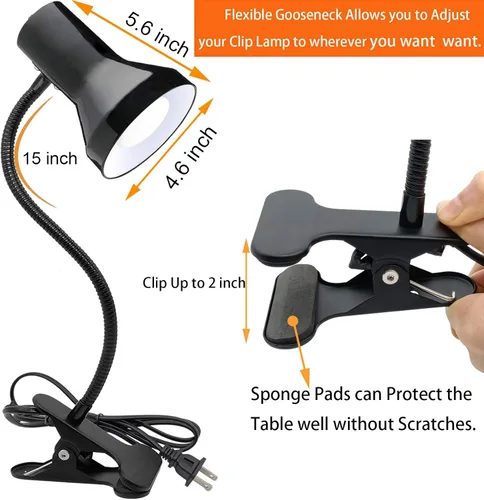 Miniatura 2 de WimiSom Lámpara de escritorio, lámparas de mesa para cuidado de los ojos, lámpara de cuello de cisne de rotación de 360°, luz de libro de lectura