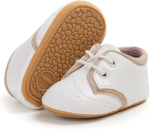 SOFMUO Zapatos deportivos de piel sintética para bebés, niños y niñas, con suela de goma suave, mocasines Oxford para recién nacidos,