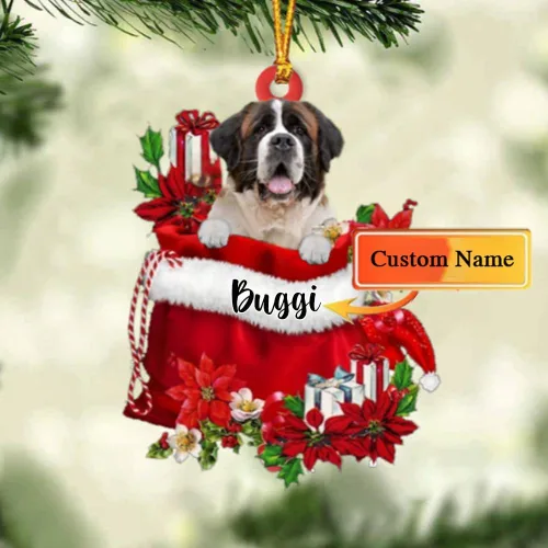 Miniatura 130 de Perro Akita Inu personalizado en bolsa de regalo, adorno de Navidad, nombre personalizado, regalo para amantes de los perros, familia, Navidad