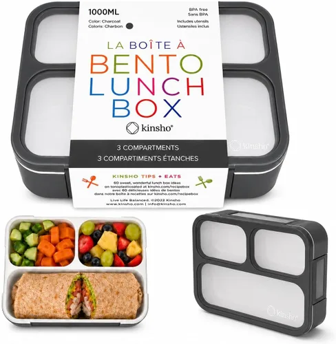 Miniatura 11 de kinsho Lonchera Bento para almuerzos de adultos y niños, cajas de control de porciones para mujeres, niñas y niños, recipientes de aperitivos a Azul