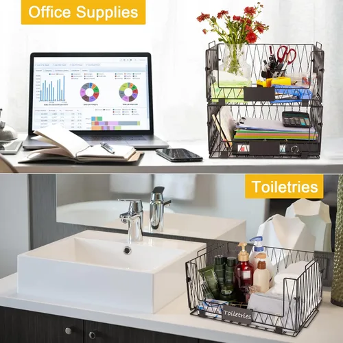 Miniatura 6 de 2 paquetes XXL de cestas de organización y almacenamiento para despensa de cocina, cesta de frutas y verduras para gabinete de cocina, cestas