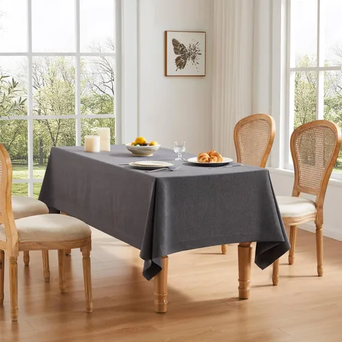 Miniatura 15 de ZeeMart Mantel Básico de Lino Texturizado, 52 x 70 Pulgadas Natural, Mantel Rectangualr de Estilo Granja Beige, Manteles de Lino Resistente a
