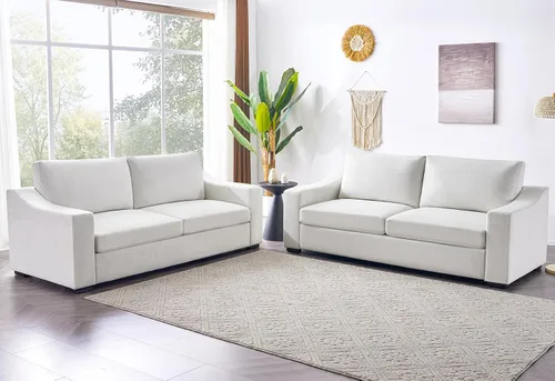 Miniatura 22 de ELUCHANG Sofá moderno de 85 pulgadas para sala de estar, sofá de lino natural de 3 plazas con asientos extra profundos, cojín tapizado y funda