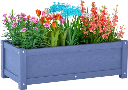 Miniatura 12 de Cama de jardín elevada con agujeros de drenaje, jardinera elevada impermeable de HDPE con patas, estable y duradera para plantar hierbas, vegetales