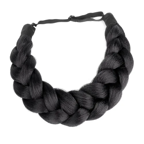 Miniatura 9 de Diadema de pelo sintético grueso, lanudo y esponjoso de 2 hebras de cabello trenzado, trenzado grueso, extensión elástica para mujeres y niñas