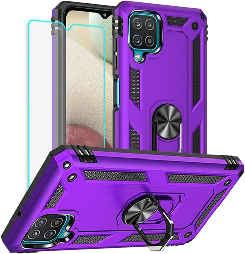 Miniatura 35 de Yiakeng Funda para teléfono Galaxy A12, Samsung A12 con protector de pantalla HD, fundas protectoras de grado militar con anillo para Samsung Galaxy