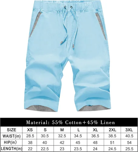Miniatura 6 de Janmid Pantalones cortos casuales de lino para hombre