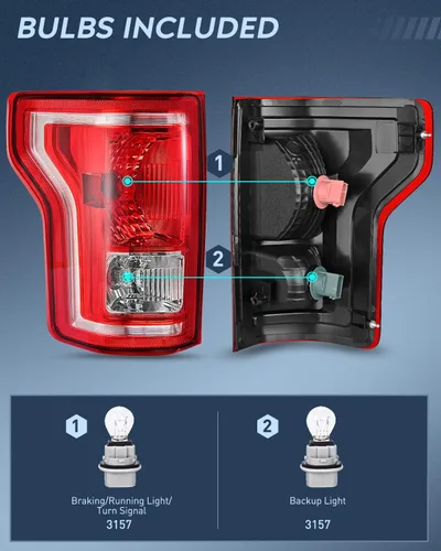 Miniatura 2 de Nilight Conjunto de luz trasera compatible con Ford F150 F-150 2015 2016 2017 de repuesto de lámpara trasera estilo OE con bombillas y arnés lado