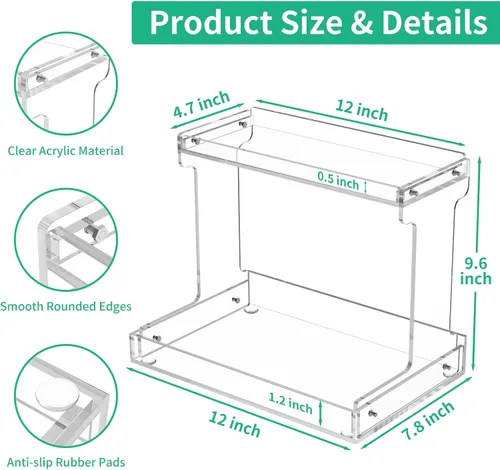 Miniatura 3 de NPPLUS Organizador de encimera de baño, estante de almacenamiento de acrílico transparente de 2 niveles para organizador de encimera de baño