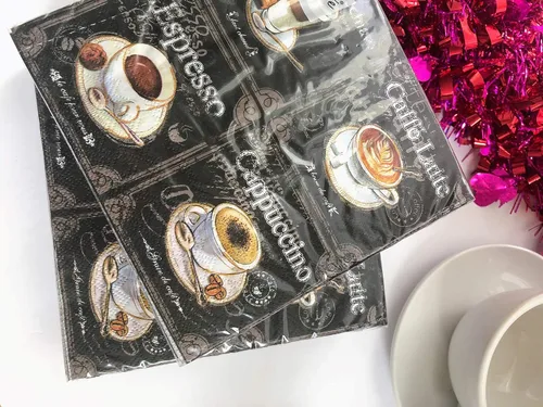 Miniatura 2 de Servilletas de café de 20 unidades, servilletas de papel decorativas en blanco y negro para decoupage, servilletas de papel de otoño, servilletas