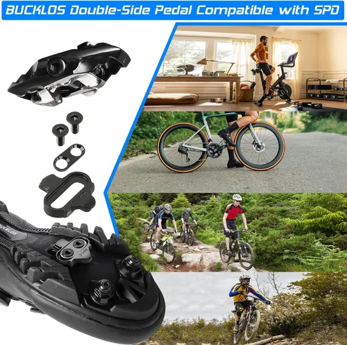 Miniatura 6 de BUCKLOS SPD - Pedales de clip para bicicleta de montaña MTB, pedales de doble cara sin cliente, bicicleta de carretera, rodamientos sellados, clips