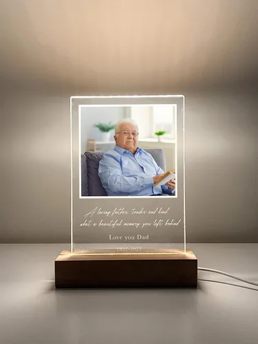 Miniatura 6 de Lámpara de pie personalizada con foto LED, soporte de madera, marco de imagen, luz nocturna, lámpara de mesa, en memoria amorosa de un ser querido