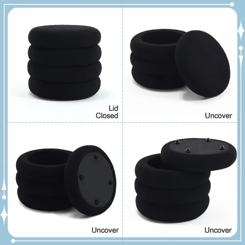 Miniatura 8 de Flouki Taburetes otomanos redondos de almacenamiento de 19.5 pulgadas, taburetes de tocador para dormitorio, entrada otomana para mesa de consola