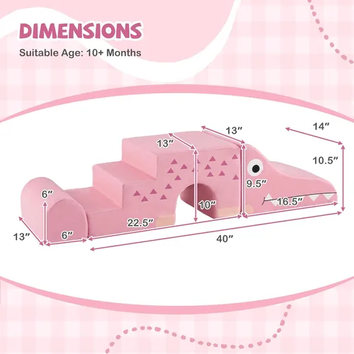 Miniatura 7 de Costzon Juguetes de escalada para niños pequeños, 3 piezas de bloques de escalada de espuma de cocodrilo con fundas de terciopelo extraíbles