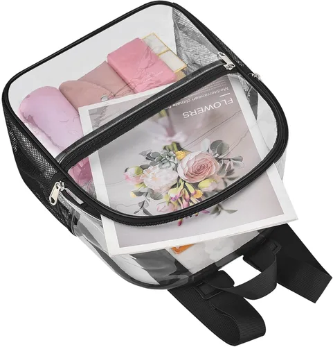 Miniatura 11 de Mochila Transparente Oraben para Eventos de Estadio Mochila Transparente para Estadio 12x6x12, Negro, Pequeño