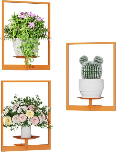 Miniatura 20 de Soporte para plantas de pared de metal negro, paquete de 2 soportes para plantas montados en la pared y soportes colgantes para macetas