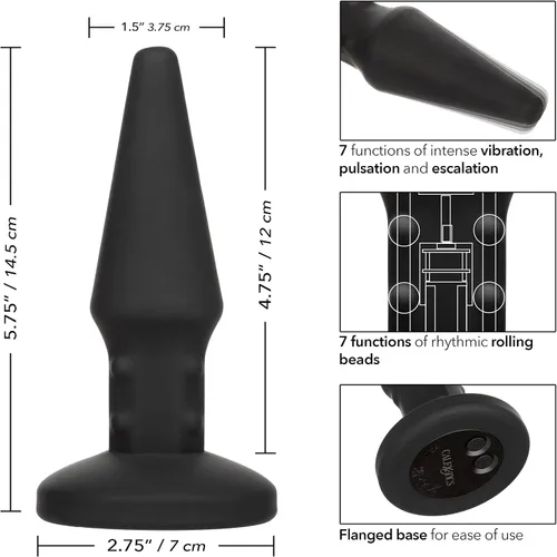 Miniatura 2 de CalExotics Bionic - Vibrador de tapón anal anal de sonda de beso negro con cuentas - SE-0850-15-3