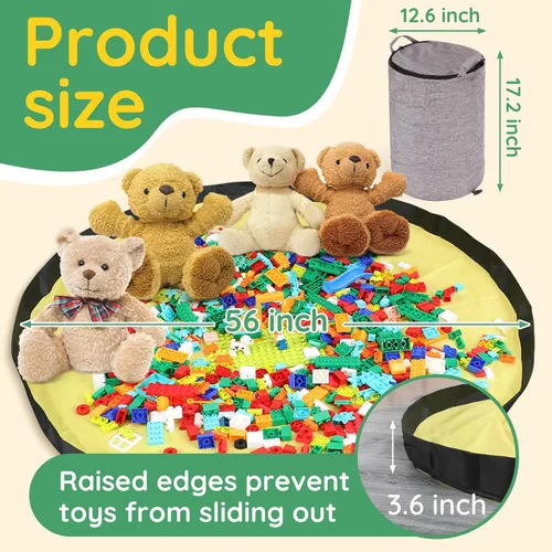 Miniatura 2 de Organizador de almacenamiento de juguetes para sala de juegos, contenedor plegable de 13 pulgadas de ancho x 16.5 pulgadas de alto con tapete