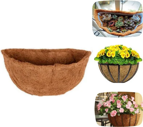 Forros semicirculares de fibra de coco, 1 paquete de revestimientos de coco para cesta colgante, forro de coco de 10 pulgadas, transpirable, para