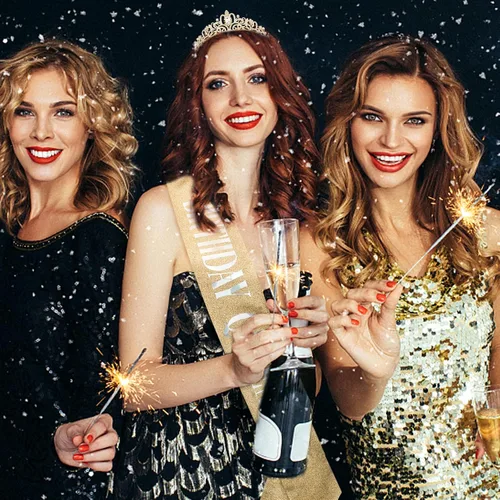 Miniatura 4 de CAVETEE Faja y tiara dorada para cumpleaños - Coronas de fiesta para mujer