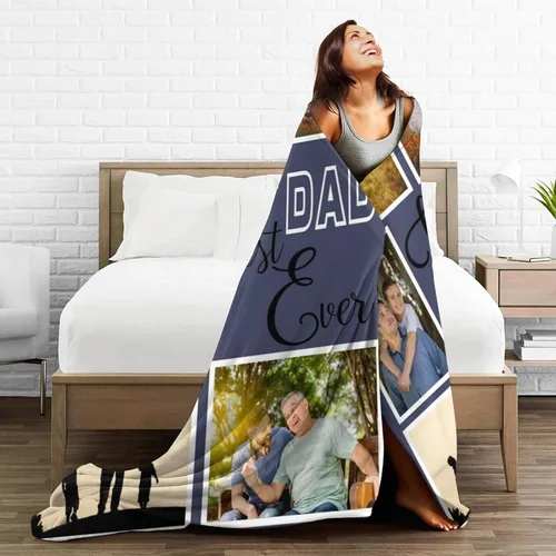Miniatura 4 de Manta personalizada con foto de regalo para papá y abuelo, mejor regalo del día del padre, Halloween, Navidad, Año Nuevo de parte de hija, hijo