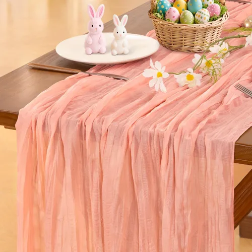 Miniatura 41 de Socomi - 10 caminos de mesa de gasa, estilo bohemio y rústico, para primavera, Pascua, bodas, fiestas, baby showers, cumpleaños y decoración, 120