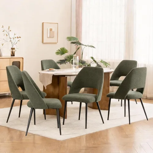 Miniatura 10 de Rowill Juego de 2 sillas de comedor tapizadas de mediados de siglo, modernas sillas de comedor, sillas de cocina, sillas decorativas con patas