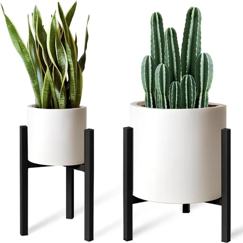 Miniatura 12 de Soporte ajustable para plantas de interior, soportes de metal negro para exteriores, soporte moderno de mediados de siglo, apto para macetas grandes