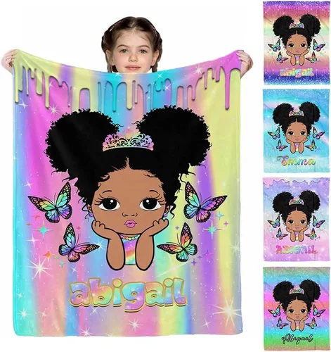 Miniatura 13 de D-Story Mantas personalizadas, mantas personalizadas con nombre, manta americana, manta africana para niña, mantas personalizadas para niños