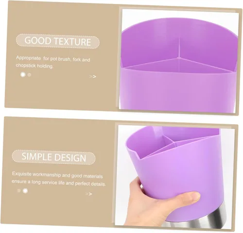 Miniatura 6 de Healeved Cubo de paja de tres compartimentos Soporte multifunción Estuche de almacenamiento de pajitas Cucharas Cubo de almacenamiento para el hogar