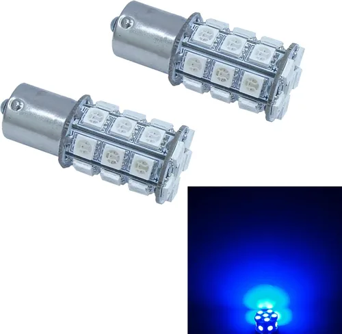 Miniatura 15 de PA 2 bombillas LED azules 13SMD 1156 para señal de giro, marcador lateral, respaldo de parada, luz trasera