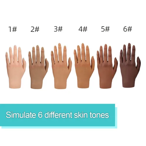 Miniatura 3 de Mano de práctica de silicona para uñas acrílicas, manos falsas para practicar uñas postizas, mano de maniquí para práctica de uñas y arte de uñas