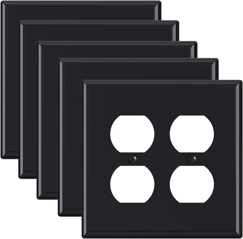Miniatura 6 de ELEGRP Placas de pared dúplex sin tornillos de 2 segmentos, cubierta frontal termoplástica irrompible de tamaño mediano para toma de corriente Mate