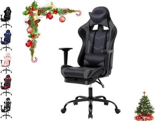 Silla para videojuegos, silla de videojuegos, silla de juegos de computadora barata, silla de juegos de piel sintética, respaldo alto, silla
