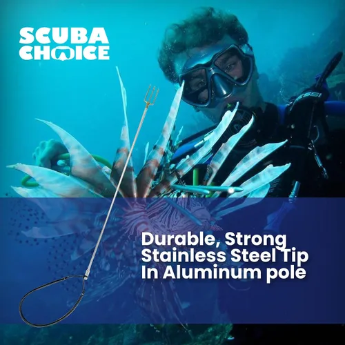 Miniatura 8 de Scuba Choice Spearfishing - Eslinga hawaiana de poste de aluminio de 3 pies con punta de arpón de 3 puntas