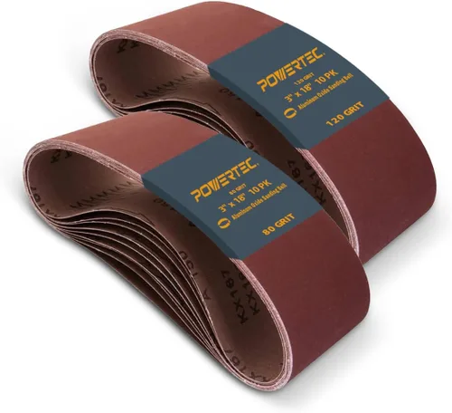 Miniatura 10 de POWERTEC Sanding Belts, Aluminum Oxide Belt Sander Sanding Belt for Portable Belt Sander, Woodworking, Metal Polishin