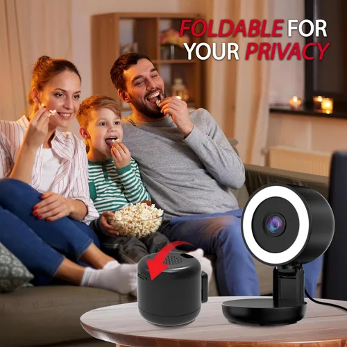 Miniatura 2 de Energizer Cámara interior inteligente con cable 2K con luz para visión nocturna, Wi-Fi de 5 GHz y 2.4 GHz, plegable para privacidad, acceso remoto
