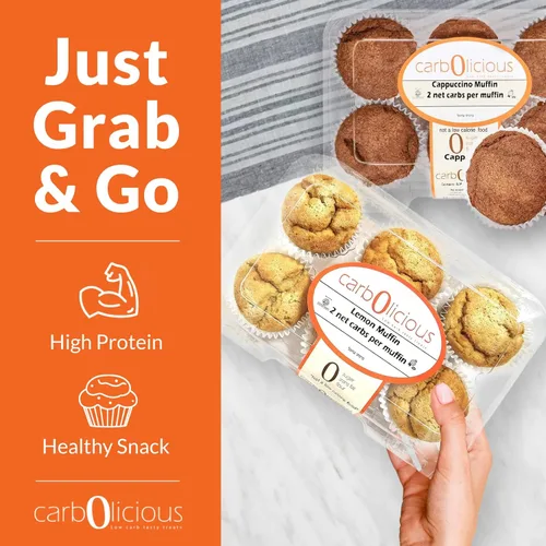 Miniatura 5 de Muffins de capuchino bajos en carbohidratos (paquete de 6) por Carb-o-licious, deliciosos muffins keto con solo 2 carbohidratos netos cada uno