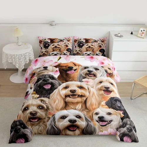 Miniatura 11 de Feelyou Juego de edredón para niños, diseño de gatos de dibujos animados, tamaño twin, lindo juego de ropa de cama de gatitos para adolescentes