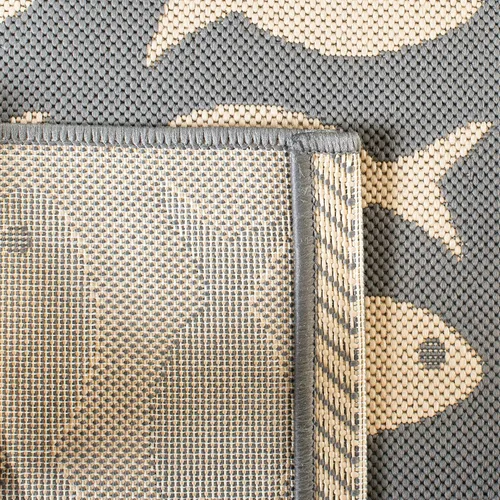 Miniatura 36 de SAFAVIEH Alfombra lavable para exteriores, colección Patio de 2.3 x 6.7 pies, color negro y beige, no desprende pelusa y fácil limpieza, ideal