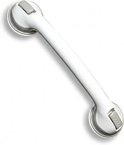 Mangos para baño y ducha de Changing Lifestyles con agarre seguro de 17 pulgadas, 16.5, Blanco Blanco/Gris