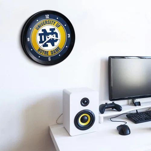 Miniatura 5 de The Fan-Brand Reloj de pared con marco acanalado irlandés de Notre Dame Fighting – Decoración de la barra del equipo: hogar, dormitorio, garaje