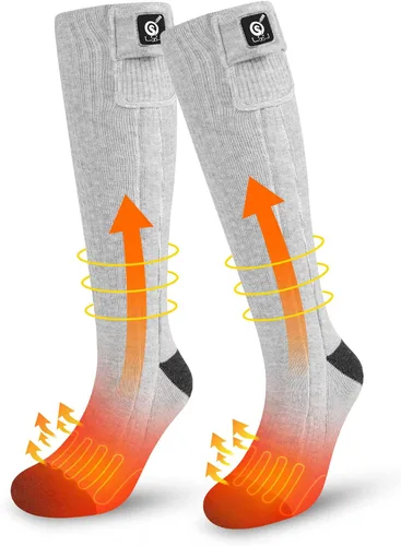 Calcetines térmicos con batería eléctrica recargable de 7.4 V, calcetines largos térmicos para hombres y mujeres, calentadores de pies lavables para