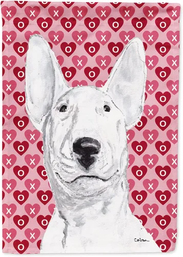 Miniatura 358 de Caroline's Treasures SS4484GF Bandera de jardín con diseño de bulldog inglés y corazones para el Día de San Valentín, bandera decorativa para patio