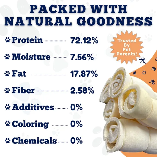 Miniatura 5 de Amazing Dog Treats - Rollos de mejillas de ternera (4 pulgadas regulares - 8 piezas) - Masticables alternativos seguros de cuero crudo para perros
