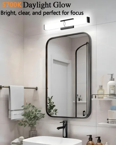 Miniatura 2 de Lámparas de baño sobre espejo, luces modernas de tocador de 16 pulgadas para baño, barra de luz LED regulable de 20 W, 2000 lm, accesorios de Negro