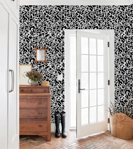 Miniatura 7 de Ismoon Papel tapiz autoadhesivo de 17.3 x 118 pulgadas, papel de contacto blanco y negro, moderno, a rayas, extraíble, autoadhesivo, para baño