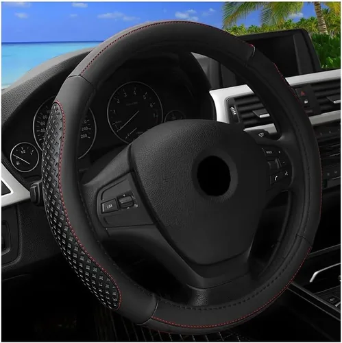 Zpana Funda para Volante de Coche, 14.5-15" Cuero Antideslizante y Respirable para Vehículo Deportivo; Protector de Volante, Accesorio Suave para
