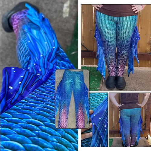 Miniatura 4 de Leggings de sirena con estampado de yoga para mujer, talla grande, pantalones de cintura alta, pantalones de disfraz de Halloween